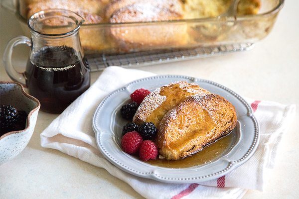 Eggnog French Toast Casserole serving on a plate