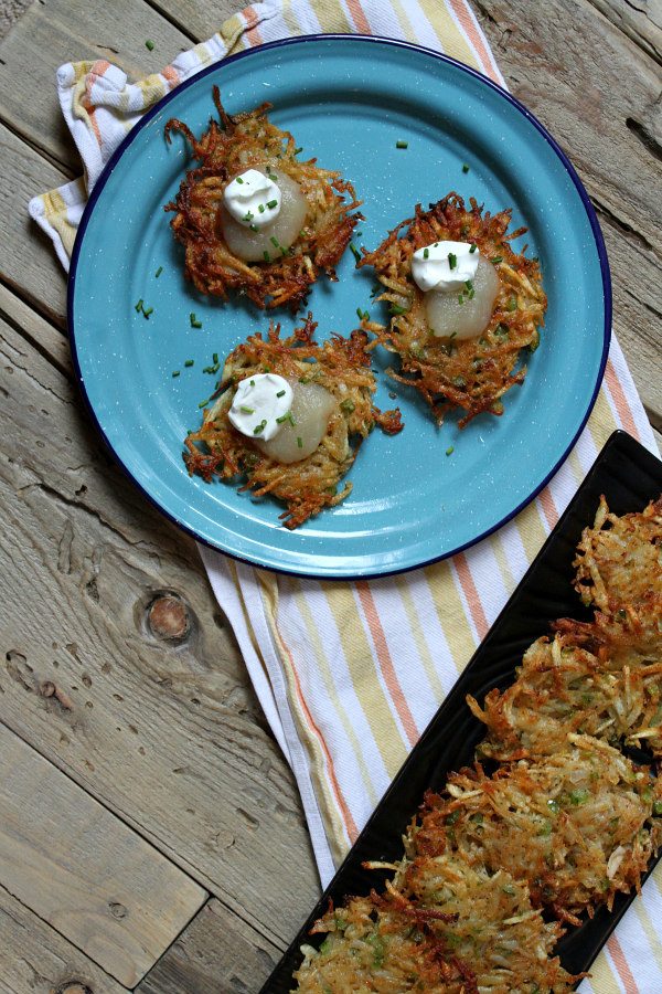 Old Bay Potato Latkes recipe - from RecipeGirl.com