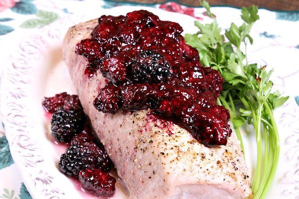 Roasted Pork with Blackberry Sauce recipe - from RecipeGirl.com