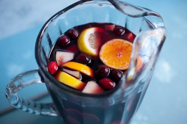 pitcher of Winter Holiday Sangria 