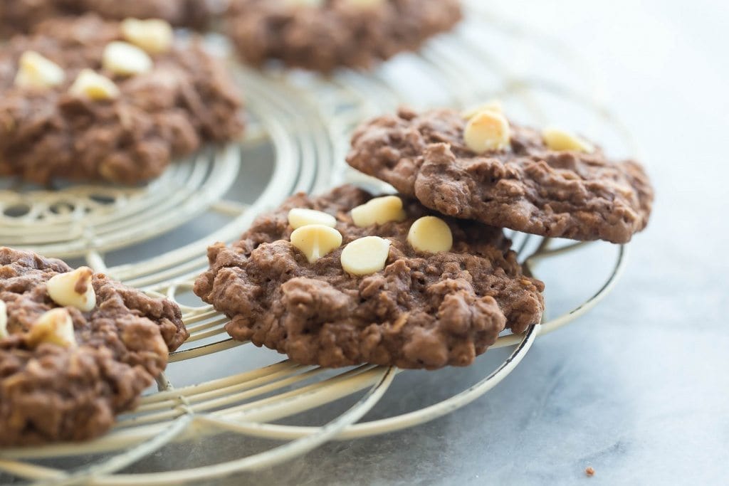 These Double Chocolate Oatmeal Cookies are packed with chocolate and chewy oats -- they make the perfect snack or easy treat and freeze beautifully! - recipe from RecipeGirl.com