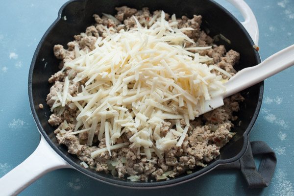 making the filling for Stuffed Mushrooms