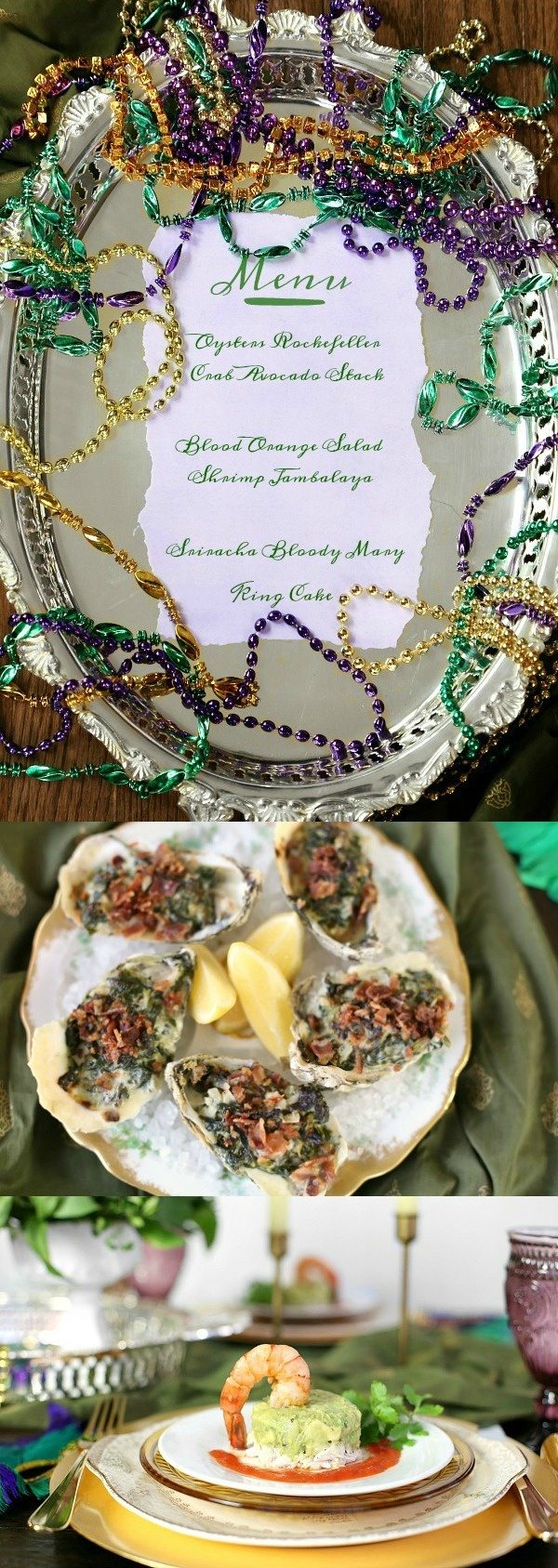 Mardi Gras Dinner Party Menu -- recipes, decor and table setting ideas - from RecipeGirl.com