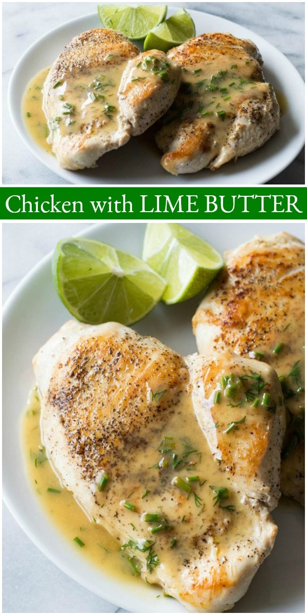 pinterest collage image for chicken with lime butter