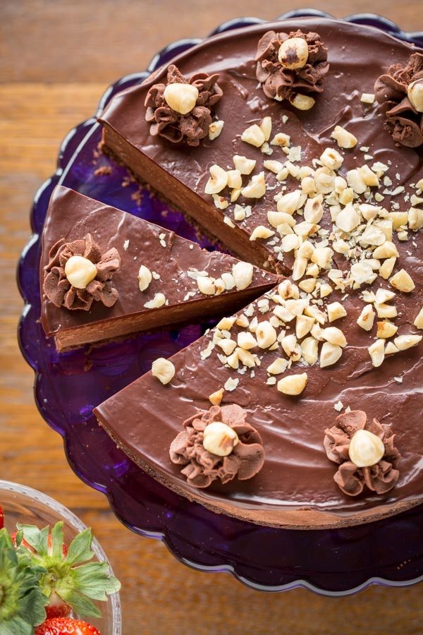 Chocolate Hazelnut Mousse Cake recipe from RecipeGirl.com