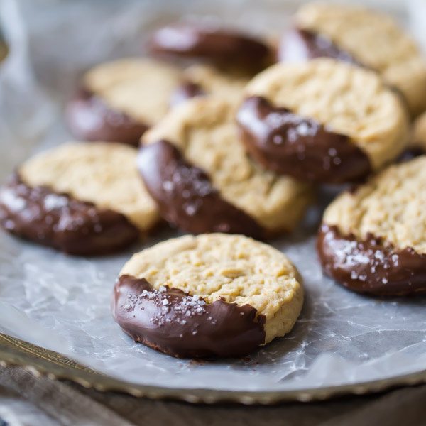 Soft Almond Butter Cookies with Dark Chocolate and Sea Salt : recipe from RecipeGirl.com