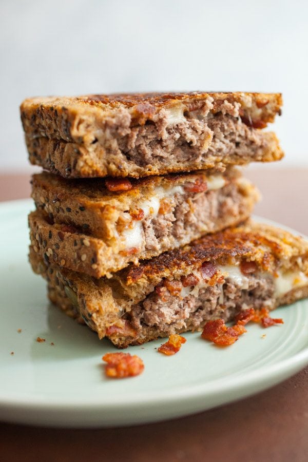 Bacon Swiss Patty Melts - recipe from RecipeGirl.com