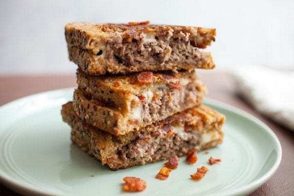 Bacon Swiss Patty Melts - recipe from RecipeGirl.com