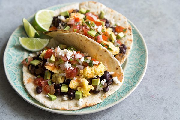 Black Bean Breakfast Tacos on a plate