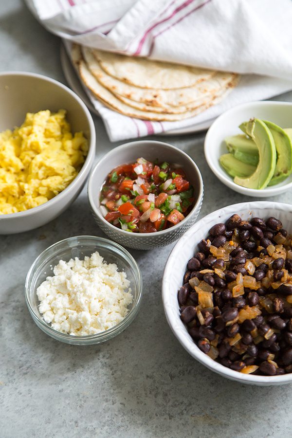 Ingredients for Breakfast Tacos displayed