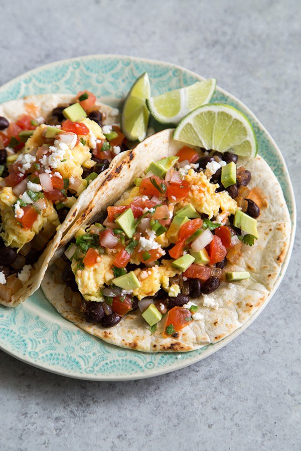 Black Bean Breakfast Tacos on a plate