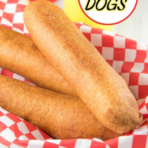 pinterest image for homemade corn dogs