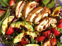 Strawberry Avocado Salad with Balsamic Chicken from RecipeGirl.com