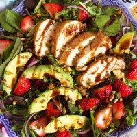 Strawberry Avocado Salad with Balsamic Chicken from RecipeGirl.com