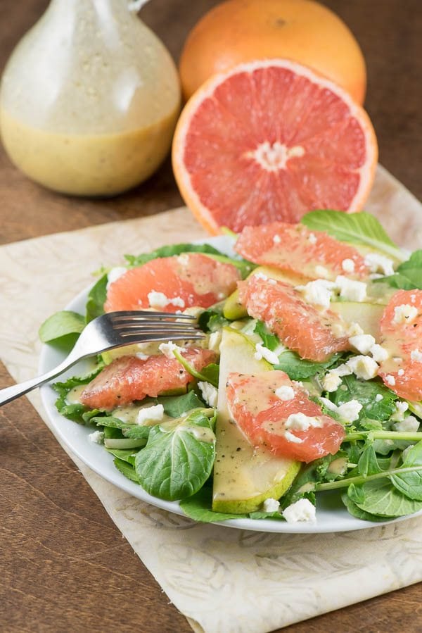 Grapefruit Salad with Champagne Vinaigrette - recipe from RecipeGirl.com