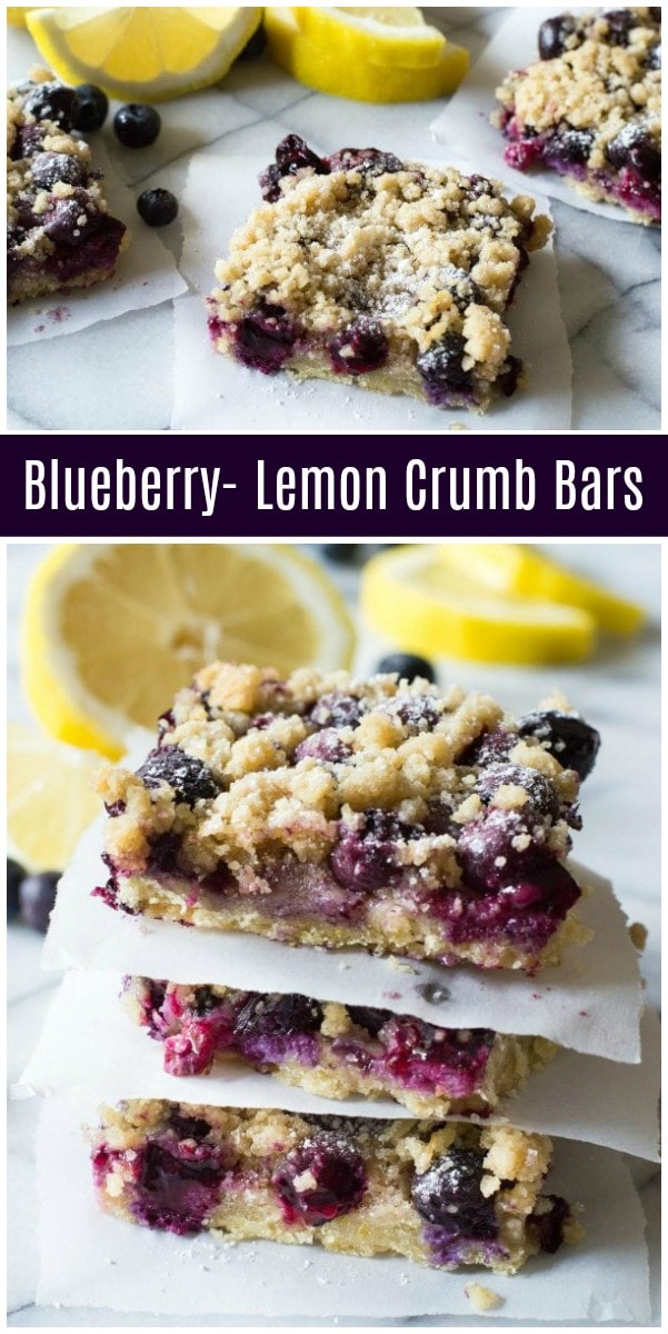 Pinterest collage image for Blueberry Lemon Crumb Bars