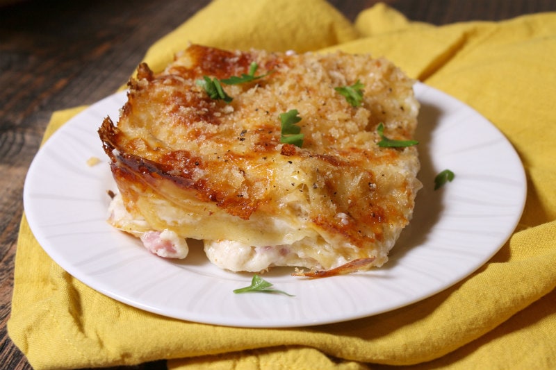 slice of Chicken Cordon Bleu Lasagna