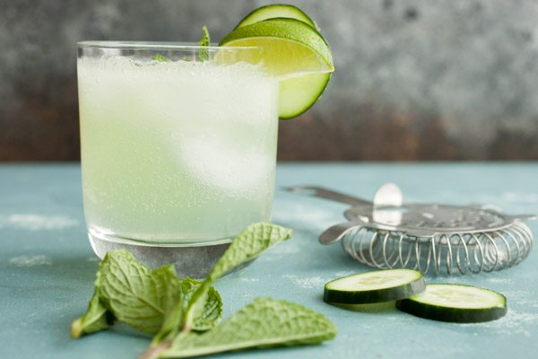 Cucumber Gin Fizz cocktail recipe - from RecipeGirl.com
