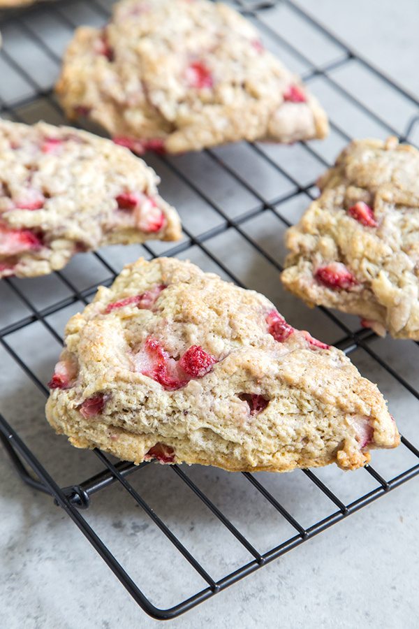 Strawberry Buttermilk Scones on a cooling rack
