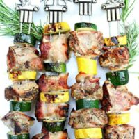 Grilled Bacon Rosemary Pork Tenderloin Kebabs