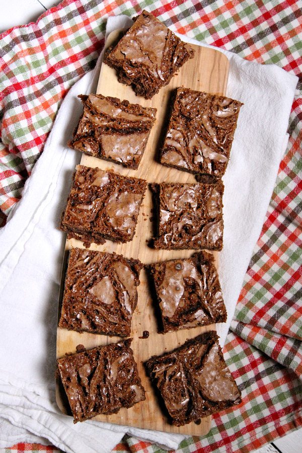 Salted Caramel Brownies cut into pieces