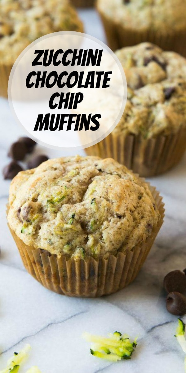 pinterest image for zucchini chocolate chip muffins