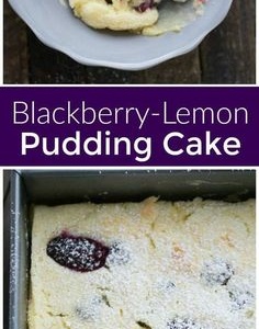 pinterest collage image for blackberry lemon pudding cake
