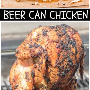 pinterest collage image for beer can chicken