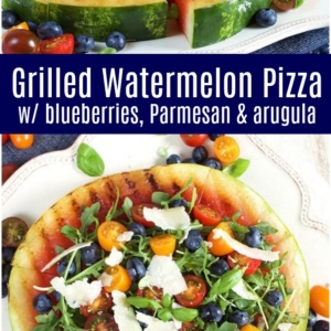 pinterest collage image for grilled watermelon pizza