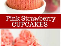 pinterest collage image for pink strawberry cupcakes