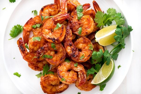 Plate of Grilled Cilantro Lime Shrimp