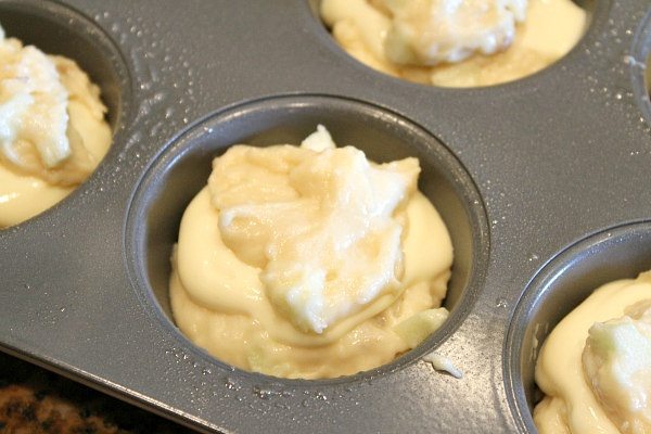 Apple Walnut Cheesecake Muffins recipe by RecipeGirl.com