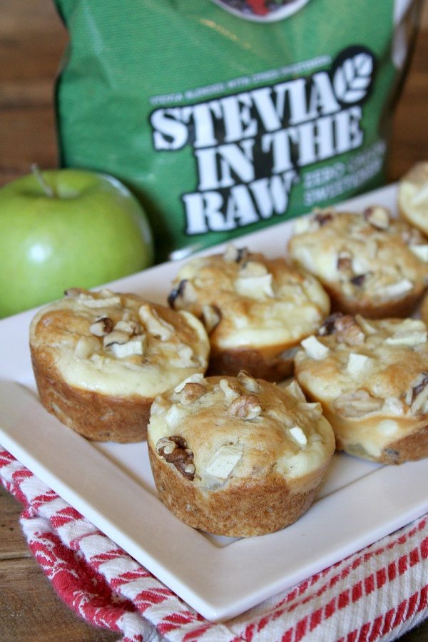Apple Walnut Cheesecake Muffins recipe by RecipeGirl.com