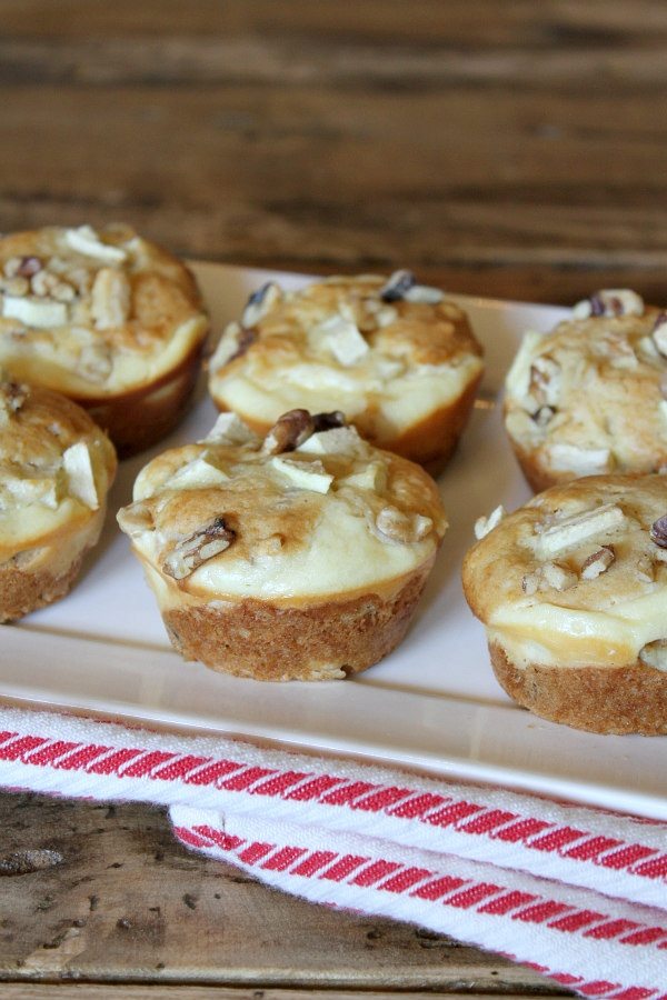 Apple Walnut Cheesecake Muffins recipe by RecipeGirl.com