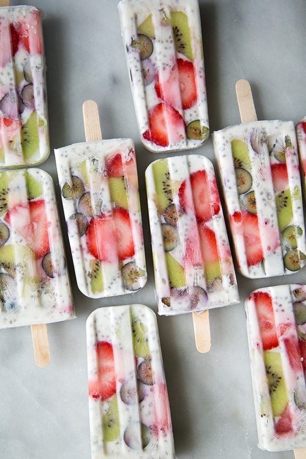 overhead shot of several breakfast popsicles