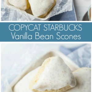 pinterest collage image for copycat starbucks vanilla bean scones
