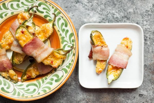 Pimento Jalapeno Poppers on serving plates