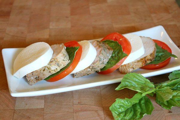 Roasted Pork Caprese Salad recipe - by RecipeGirl.com