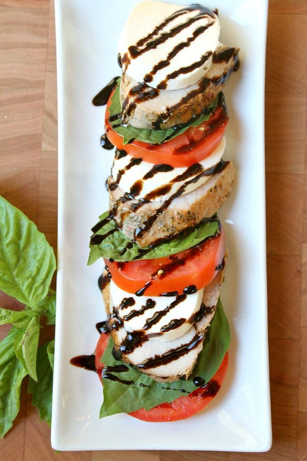 Roasted Pork Caprese Salad recipe - by RecipeGirl.com