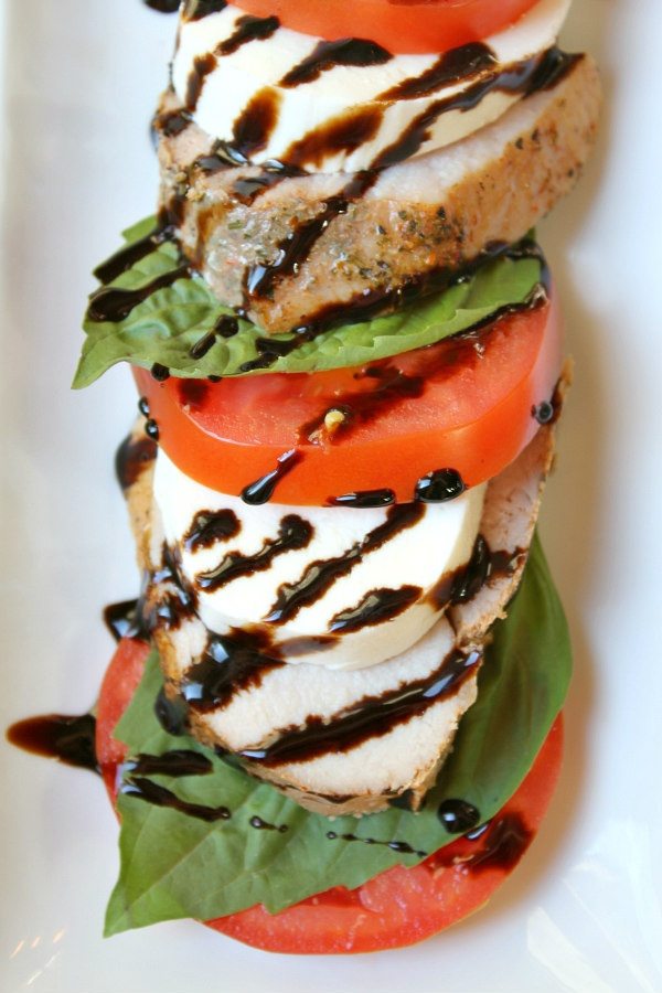 Roasted Pork Caprese Salad recipe - by RecipeGirl.com