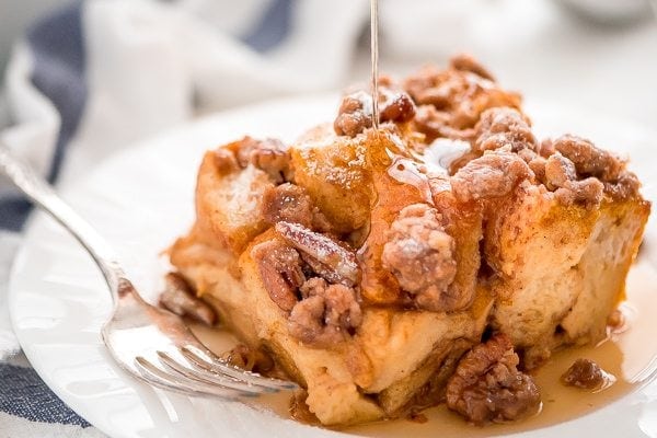 slice of Pumpkin French Toast Casserole on a plate