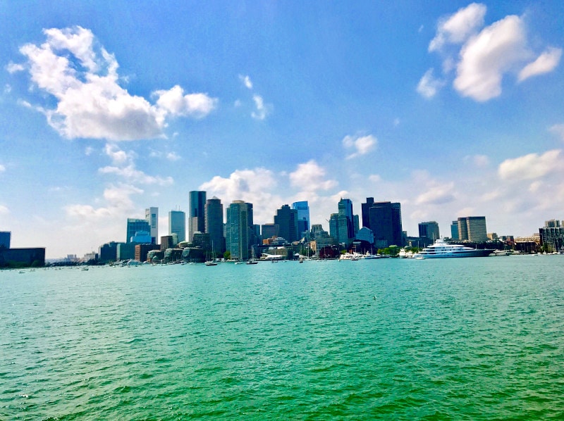 View of the city of Boston from Boston Harbor