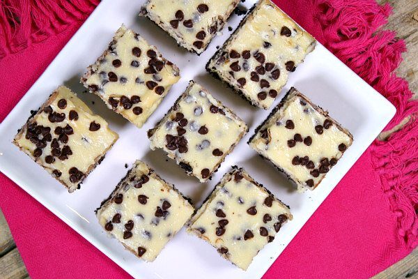 Chocolate Chip Cheesecake Bars recipe - from RecipeGirl.com