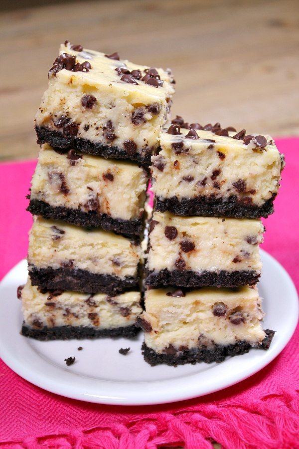 Chocolate Chip Cheesecake Bars recipe - from RecipeGirl.com