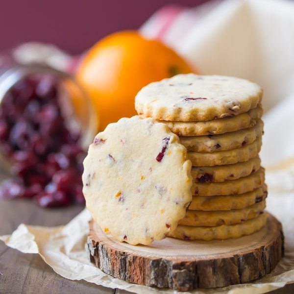 Cranberry Orange Shortbread Cookies recipe from RecipeGirl.com