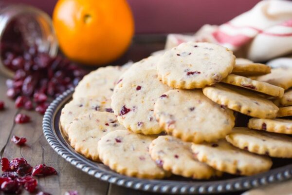 Cranberry Orange Shortbread Cookies recipe from RecipeGirl.com