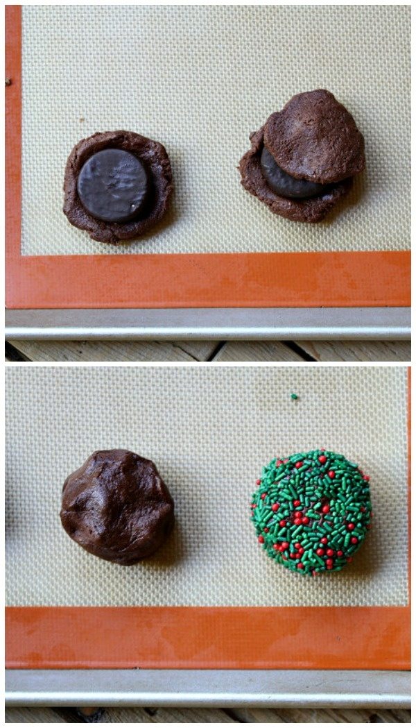 Mint Stuffed Holiday Cookies recipe - from RecipeGirl.com