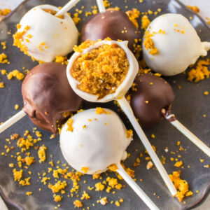 pinterest image for pumpkin cake pops