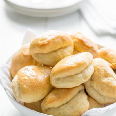 parker house rolls in a bowl