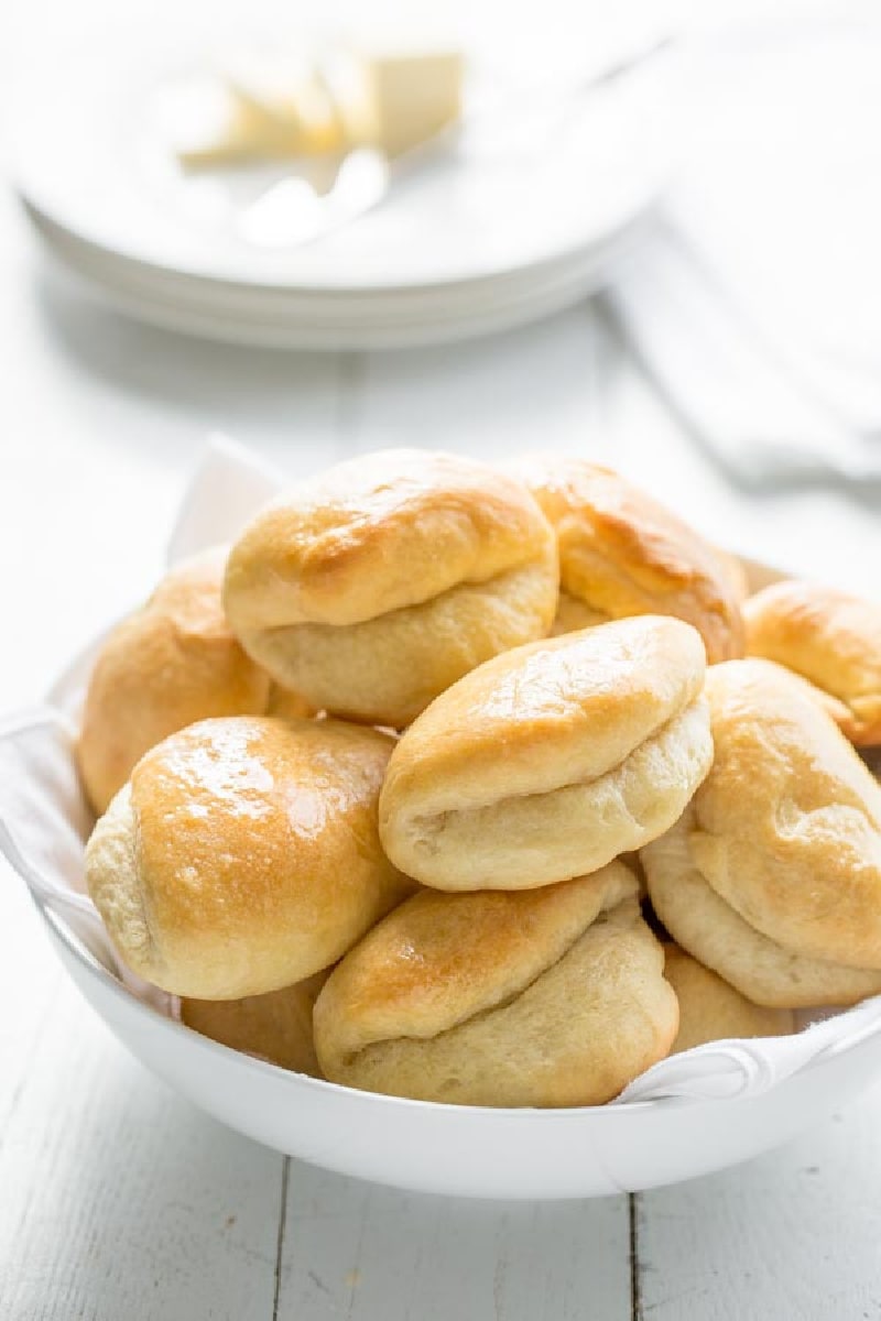 parker house rolls in a bowl